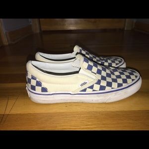 Blue checkerboard slip on